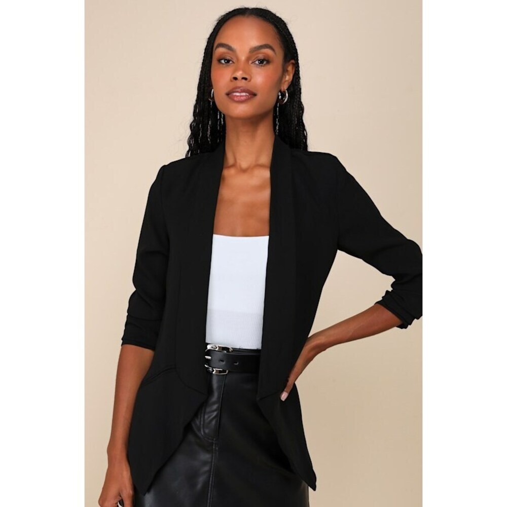 Lulus Miss Punctuality Black Lightweight Blazer - Size XL